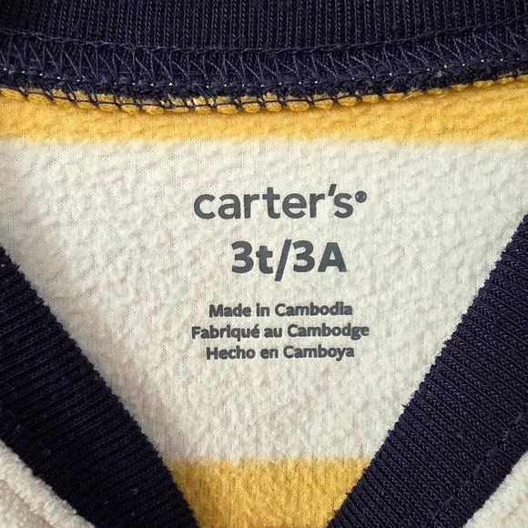 ☘️3/$15☘️ Carter's - Yellow Striped Footed One-Piece Pajama - Picture 5 of 5